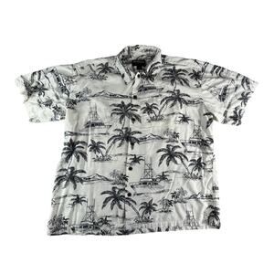 Outdoor Life Shirt Mens XL Button Down White Boat Beach Short Sleeve Rayon